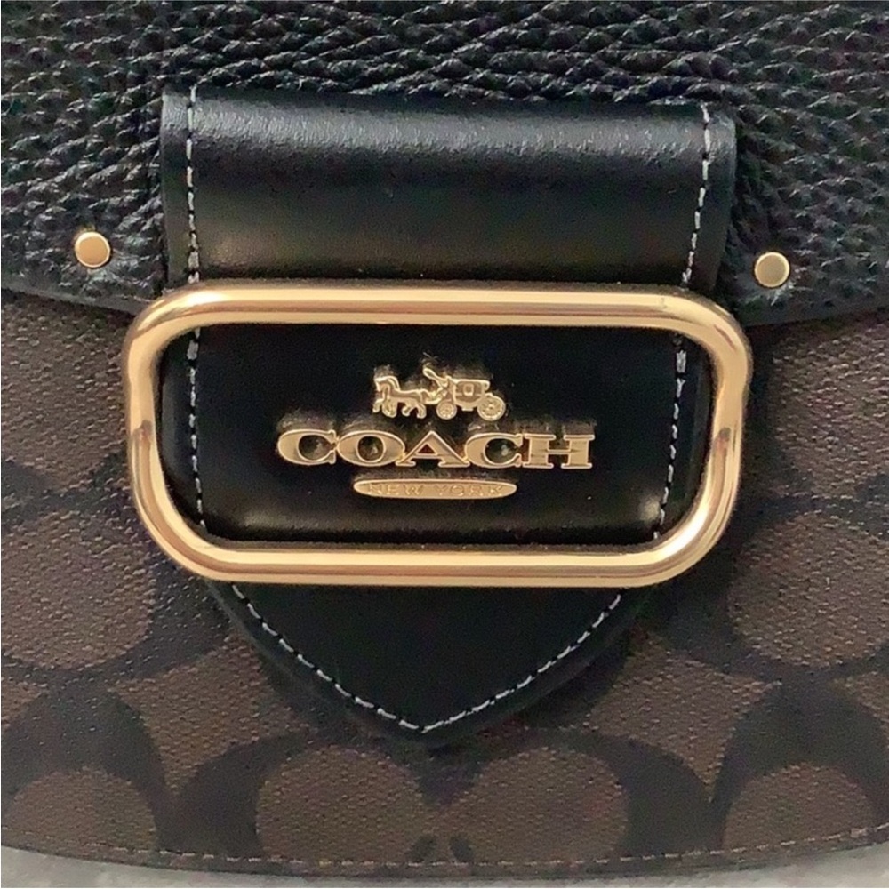 Coach CE567 Morgan Saddle Bag In Colorblock Brown & Black Gold Rivets - NWOT - Picture 9 of 14